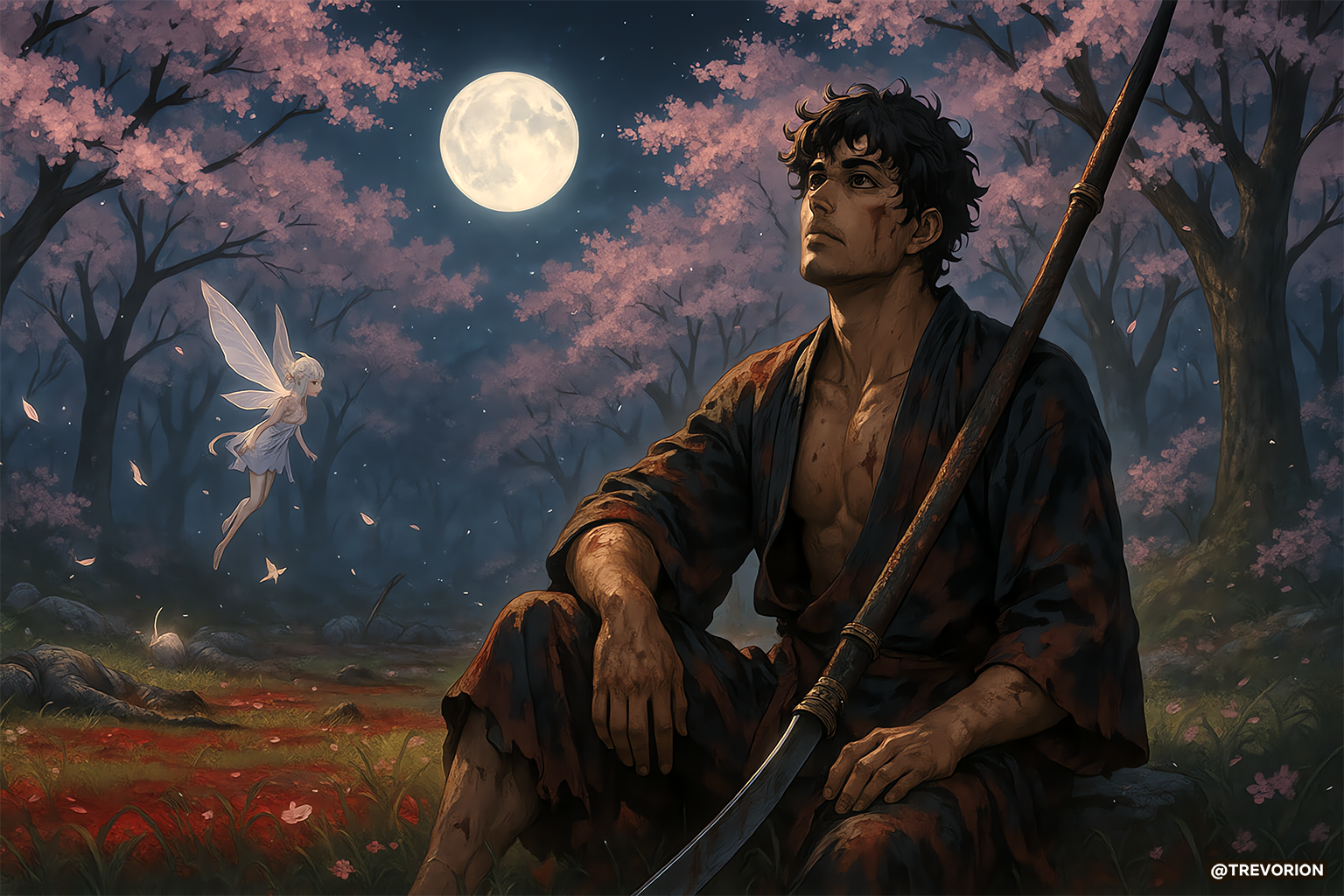 Petals of Silence 🌸🌕