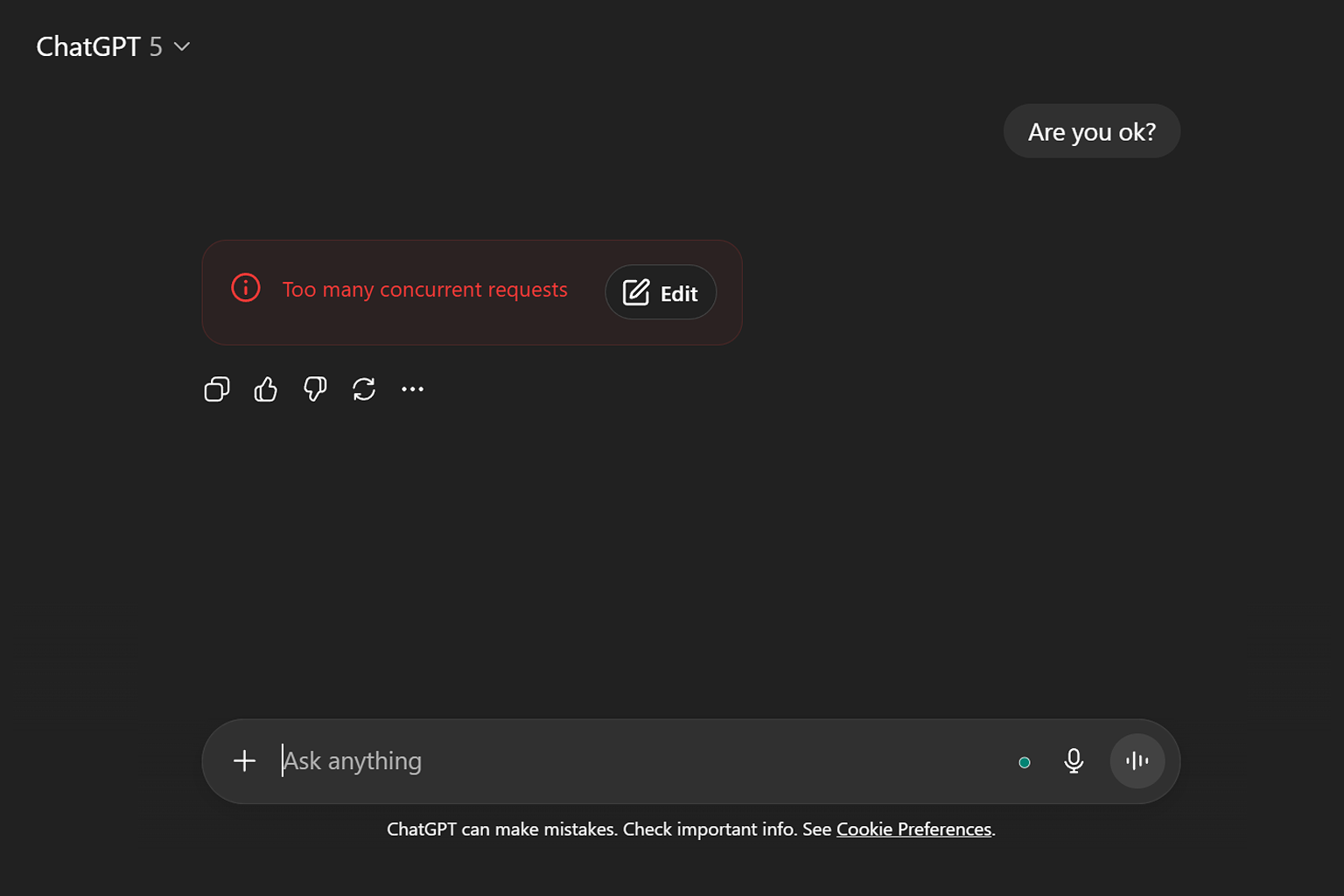 ChatGPT Down: "Too Many Concurrent Requests"
